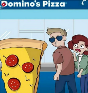 Namorado esquece namorada ao ver uma fatia de pizza de pepperoni passar, em frente a uma pizzaria